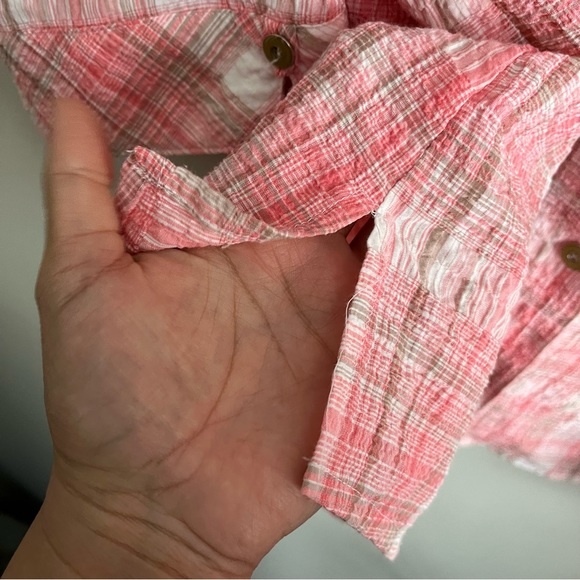 3/$40 Alia size 18W Pink & Tan Button Down Blouse 3/4 length Sleeve - Picture 7 of 7